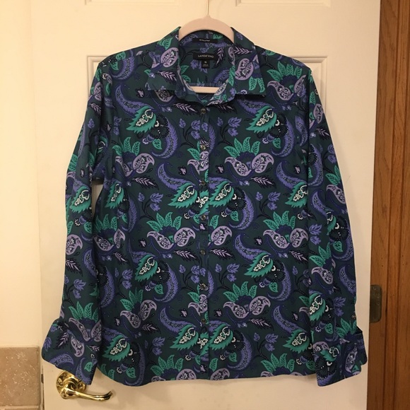 Lands' End Tops - Lands’ End paisley pattern button down top size 16